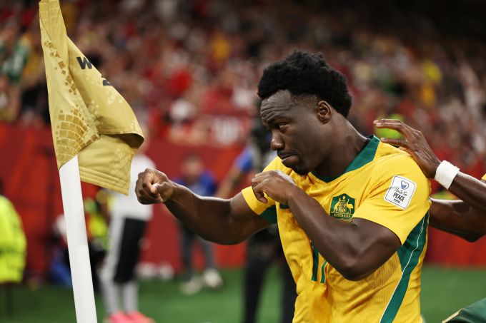 Nestory Irankunda mừng bàn thắng tại World Cup 2026