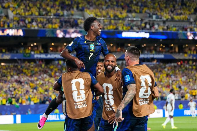 Vinicius Junior ăn mừng bàn thắng tại World Cup 2026