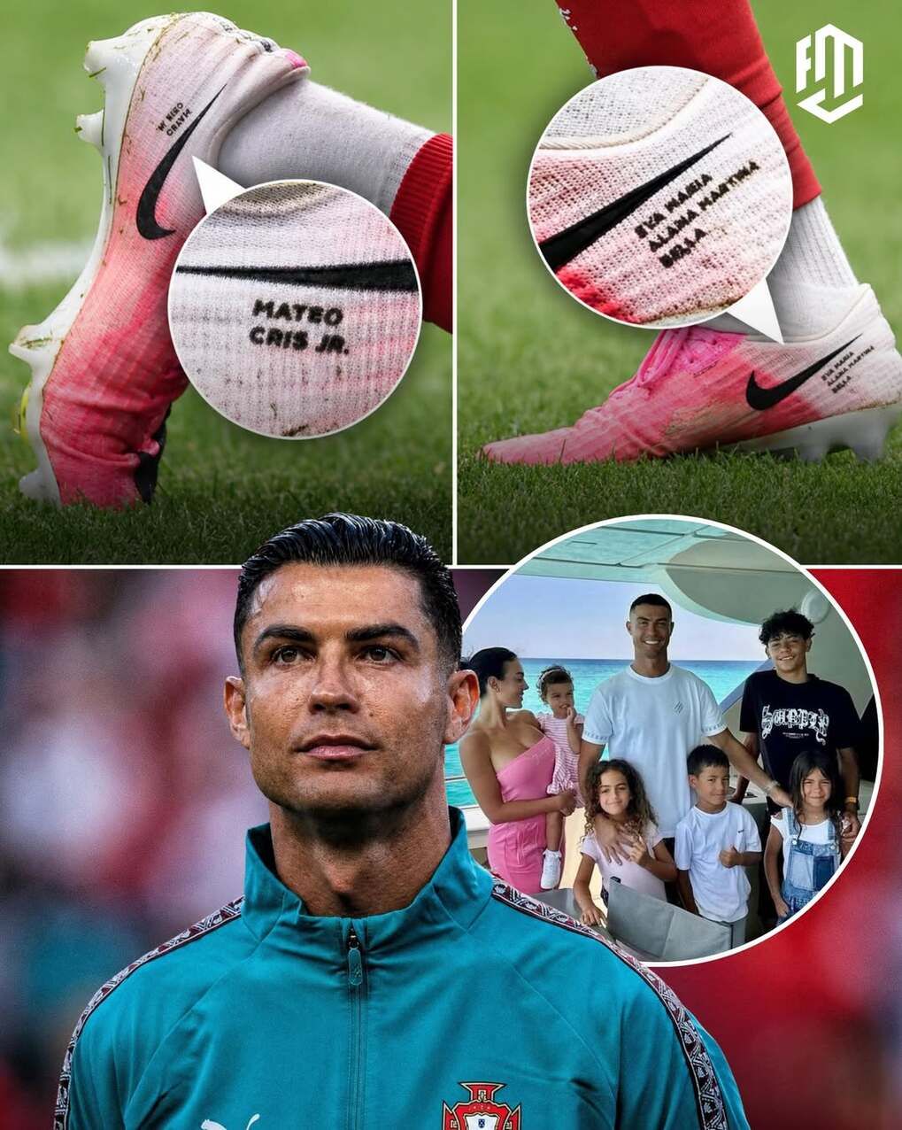 Giày của Ronaldo khắc tên các con tại World Cup 2026