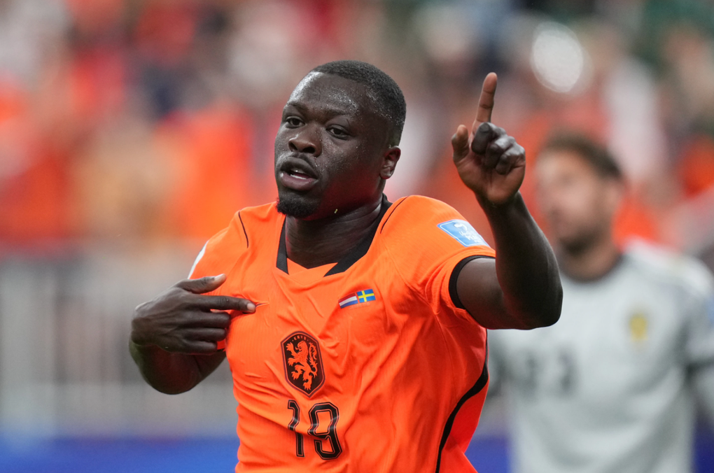 Brian Brobbey mừng bàn thắng tại World Cup 2026