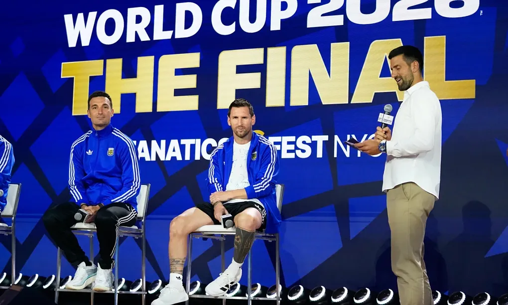Messi, HLV Scaloni và tay vợt Djokovic tại sự kiện trước chung kết World Cup 2026